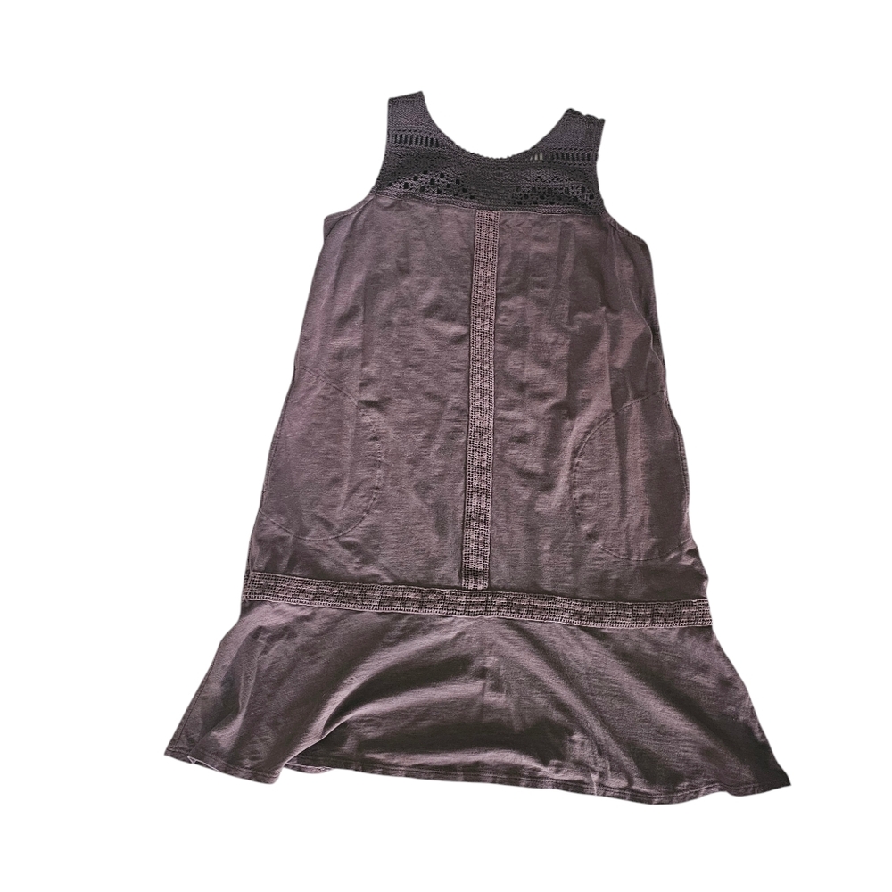 J. Jill womens A line shift dress crochet top pockets V back Pullover Small - Picture 2 of 7